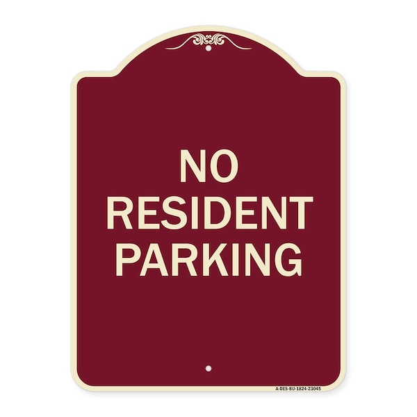Reserved Parking No Resident Parking Heavy-Gauge Aluminum Sign, 24" x 18", BU-1824-23045